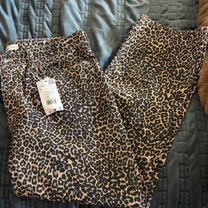 Mango Leopard Print Pants - Black and Tan